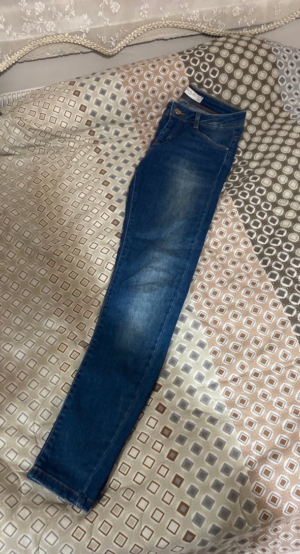 Düğmeli Mavi Kadın Denim Pantolon - Görsel 3