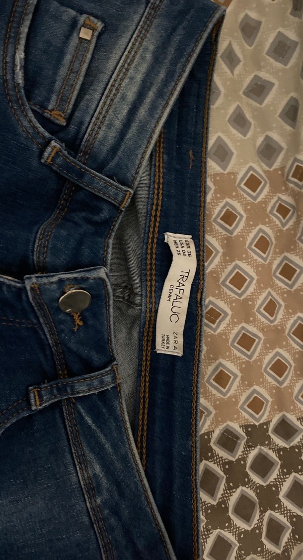 Düğmeli Mavi Kadın Denim Pantolon - Görsel 2