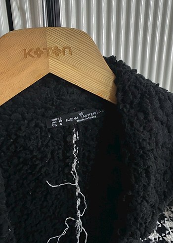 Düğmeli Gri Kareli Kadın Uzun Yün Kaban - Görsel 3