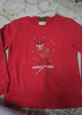 Kız Çocuk Kırmızı Baskılı Sweatshirt