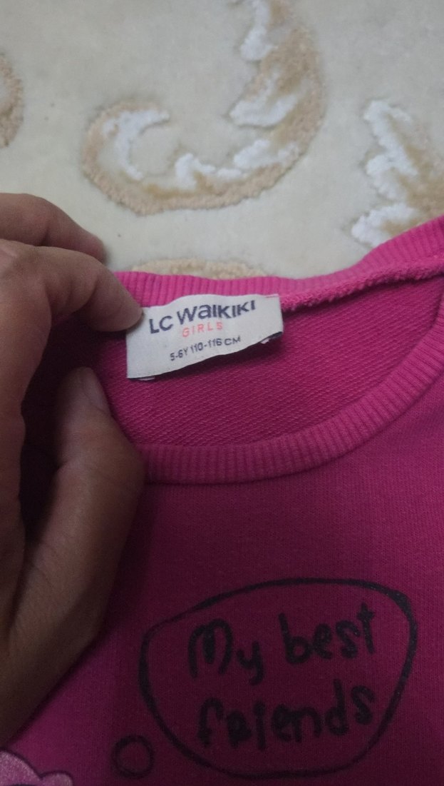 Kız Çocuk Pembe Baskılı Sweatshirt - Görsel 2