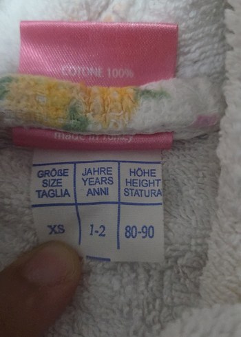 Kız Çocukları için Baskılı Beyaz Bornoz - Görsel 5