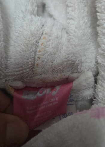 Kız Çocukları için Baskılı Beyaz Bornoz - Görsel 6