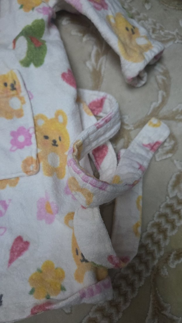 Kız Çocukları için Baskılı Beyaz Bornoz - Görsel 3