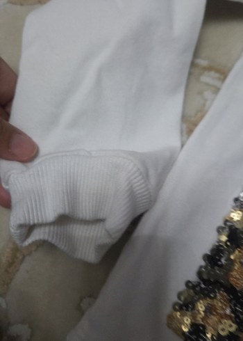 Kızlar için Payetli Beyaz Sweatshirt - Görsel 5