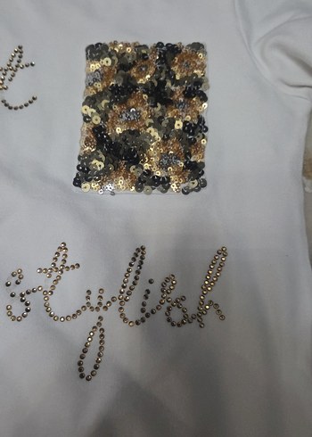 Kızlar için Payetli Beyaz Sweatshirt - Görsel 3