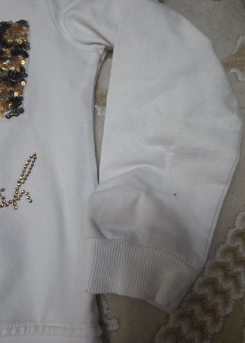 Kızlar için Payetli Beyaz Sweatshirt - Görsel 6