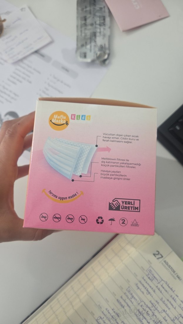Mutlu Kids 3 Katlı Tek Kullanımlık Çocuk Maskesi - Görsel 2