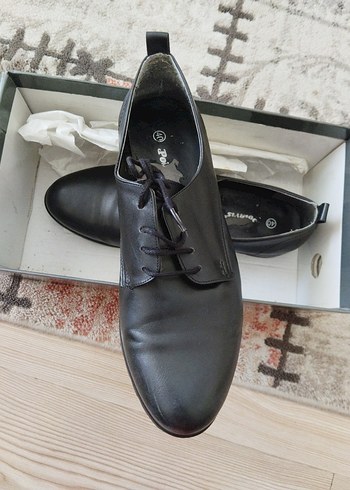 Siyah suni deri kadın loafer