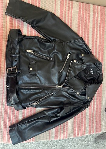 Siyah Kadın Deri Biker Ceket