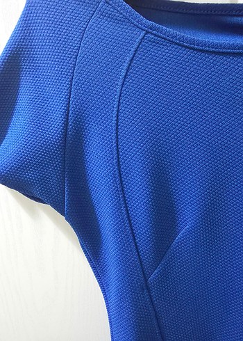 Kısa Kollu Lacivert Midi Elbise - Görsel 2