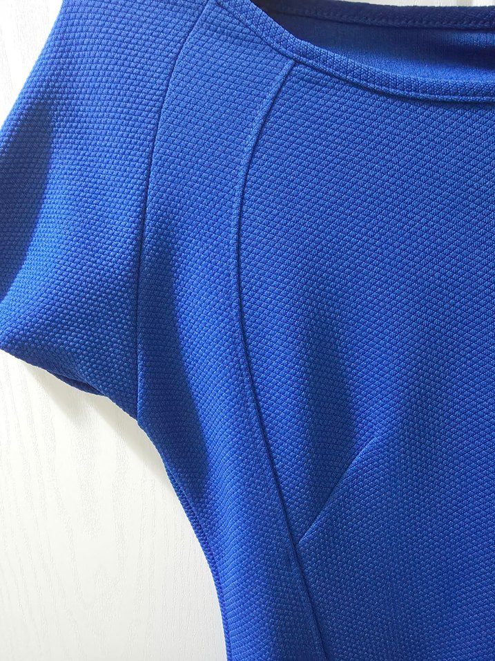 Kısa Kollu Lacivert Midi Elbise - Görsel 2