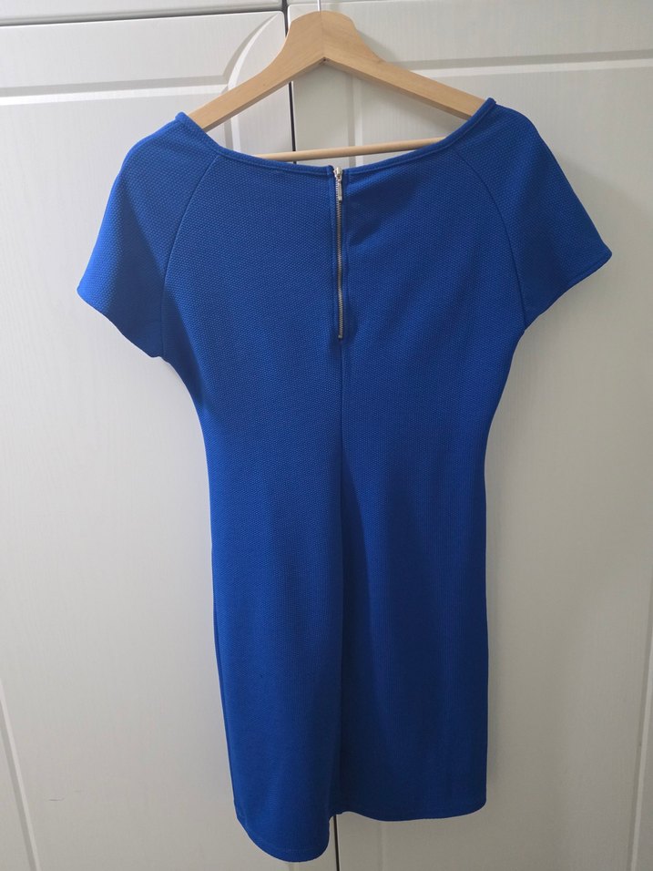 Kısa Kollu Lacivert Midi Elbise - Görsel 4