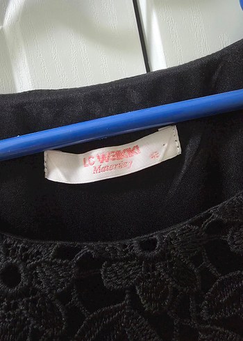 Dantelli Siyah Midi Elbise - Görsel 3