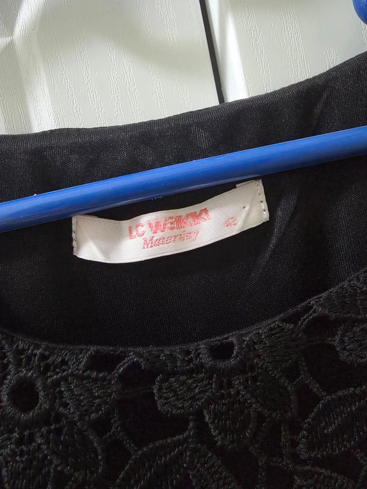 Dantelli Siyah Midi Elbise - Görsel 3