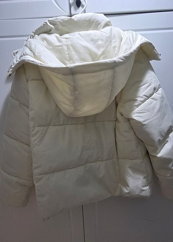 Beyaz Fermuarlı Kadın Kışlık Colins Mont - Görsel 5