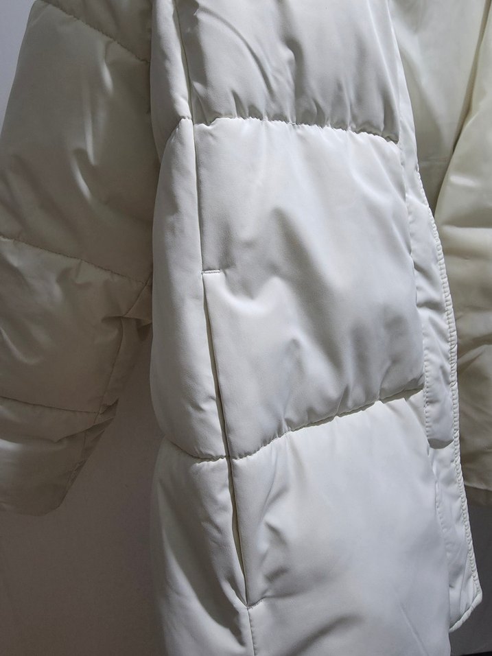 Beyaz Fermuarlı Kadın Kışlık Colins Mont - Görsel 4