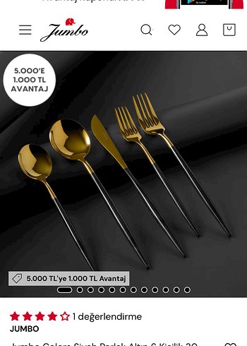 JUMBO Altın Renkli Çatal Kaşık Bıçak Seti - Görsel 2