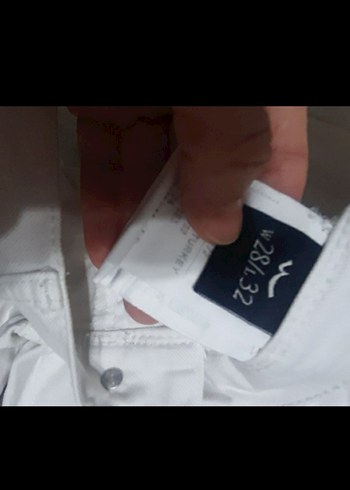 Beyaz Kadın Pamuklu Rahat Kesim  Jean  Pantolon - Görsel 7