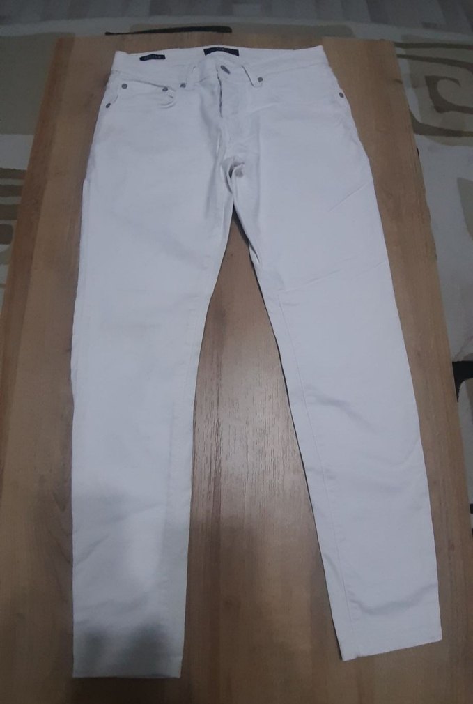 Beyaz Kadın Pamuklu Rahat Kesim  Jean  Pantolon - Görsel 2