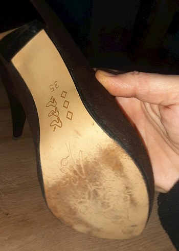 Kahverengi Süet Stiletto - Görsel 4