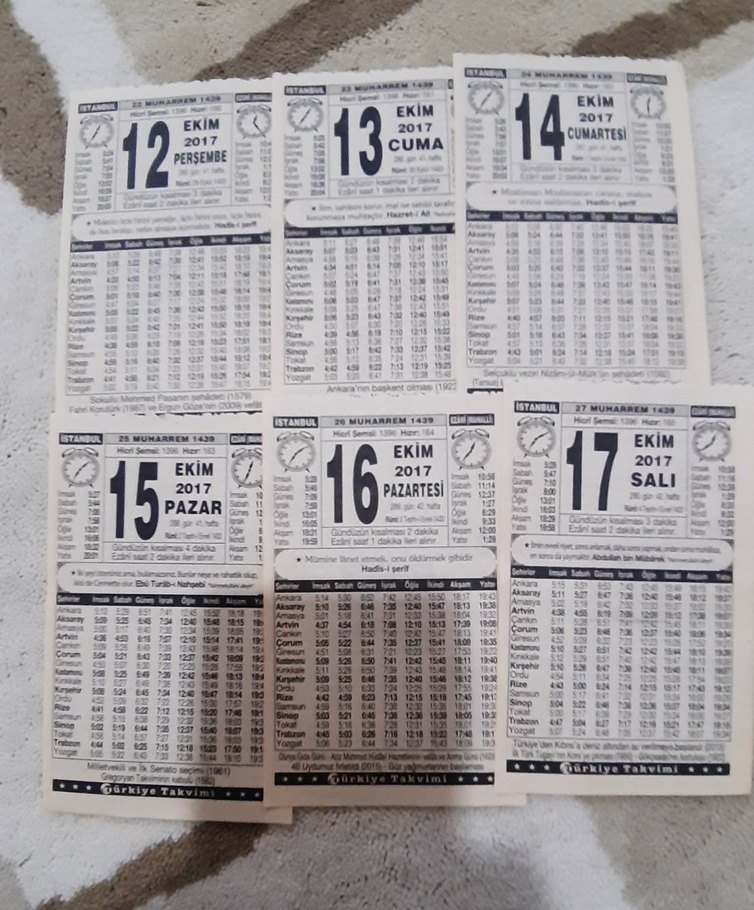 2017 Ekim Ayına ait takvim yaprakları - Görsel 2