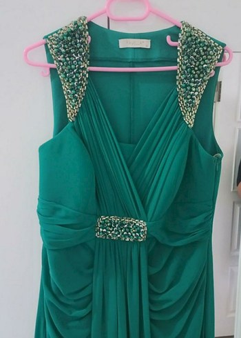 Parlak Turkuaz Uzun Abiye Elbise - Görsel 3