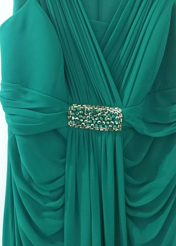 Parlak Turkuaz Uzun Abiye Elbise - Görsel 2