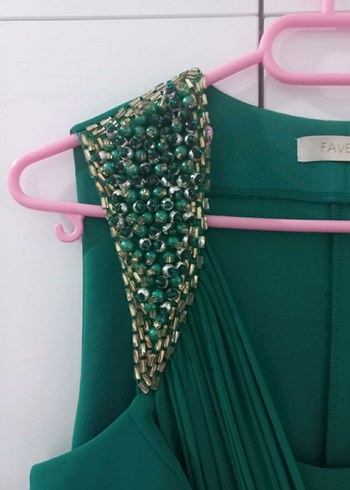 Parlak Turkuaz Uzun Abiye Elbise - Görsel 5