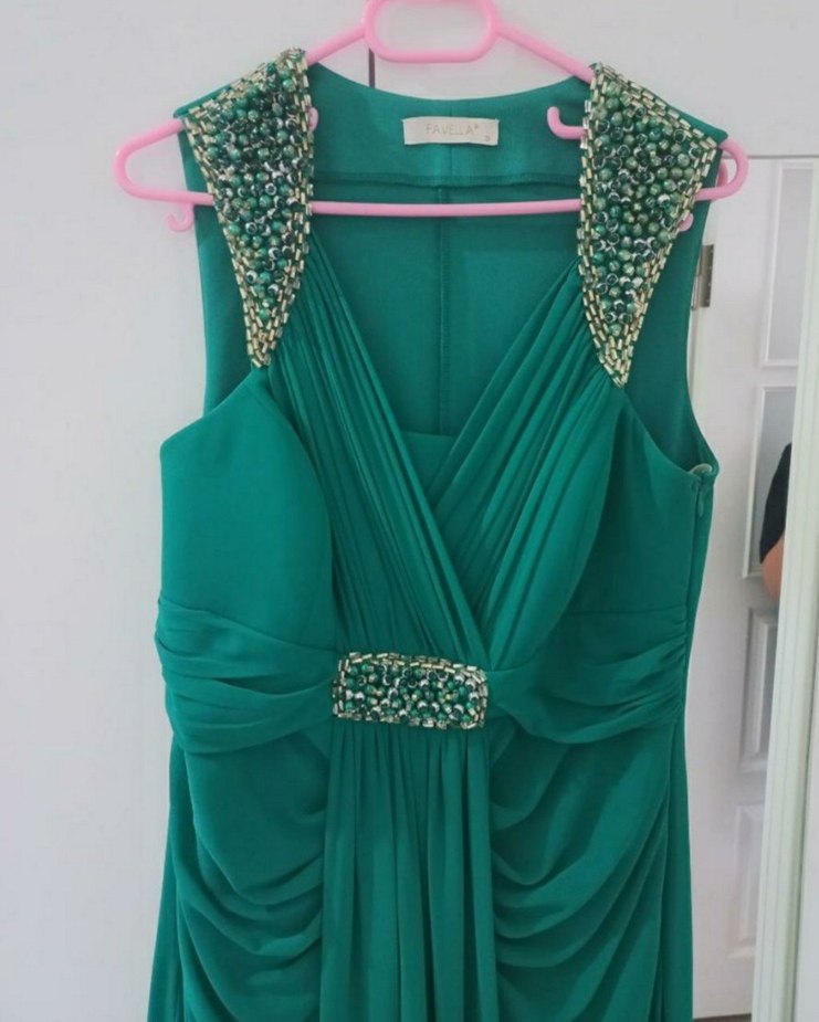 Parlak Turkuaz Uzun Abiye Elbise - Görsel 3