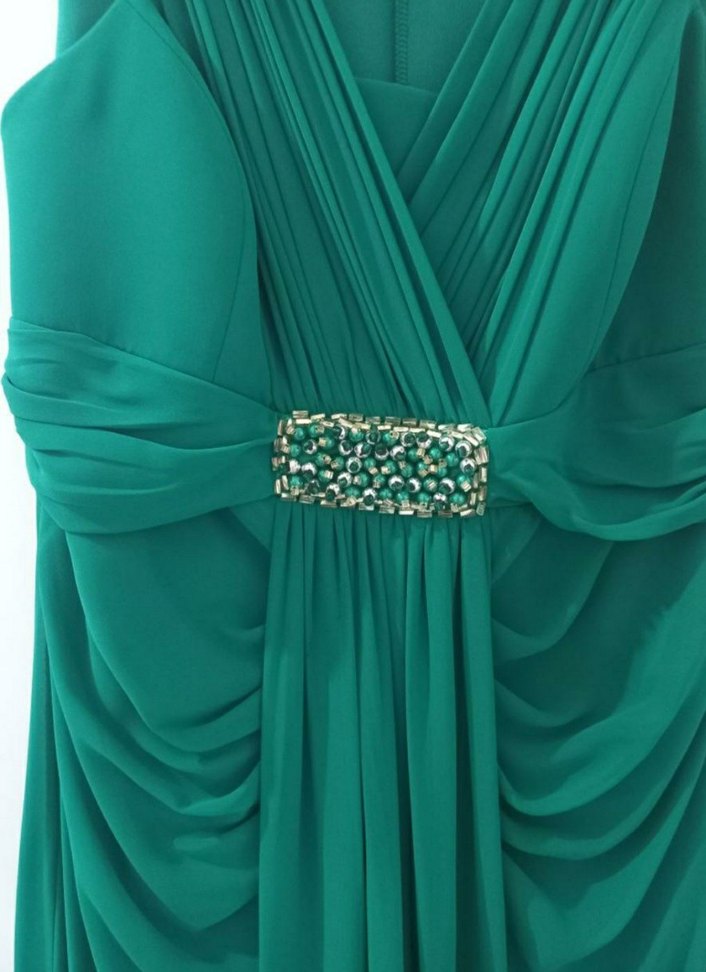 Parlak Turkuaz Uzun Abiye Elbise - Görsel 2