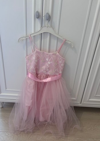 Dantel İşlemeli Pembe Kız Elbisesi - Görsel 2