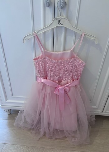 Dantel İşlemeli Pembe Kız Elbisesi - Görsel 3