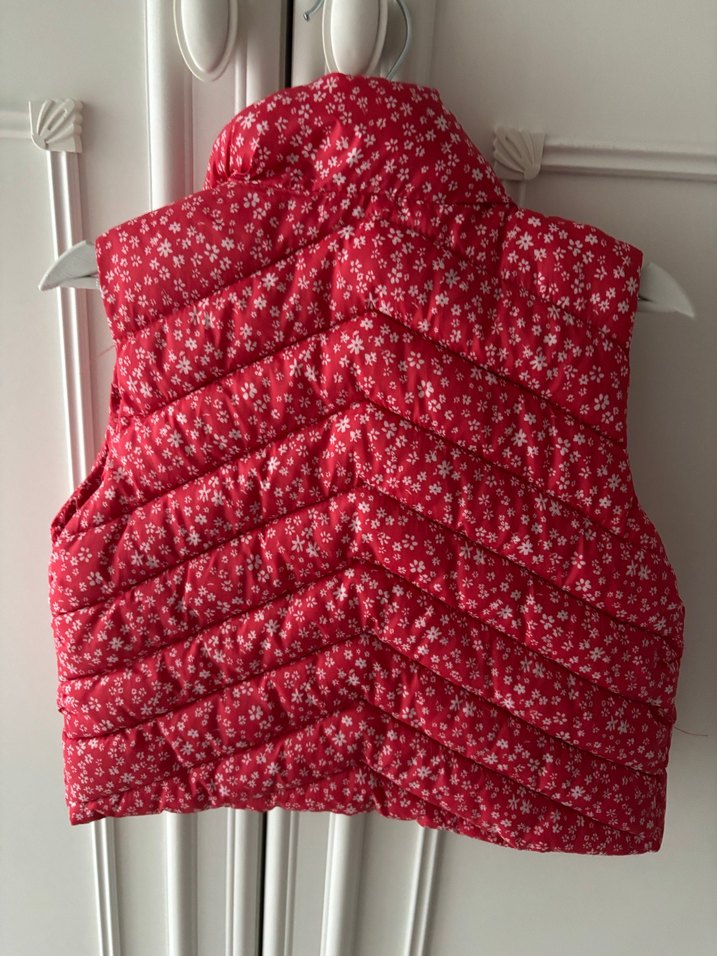 Kız Çocuk Çiçek Desenli Kırmızı Yelek - Görsel 2