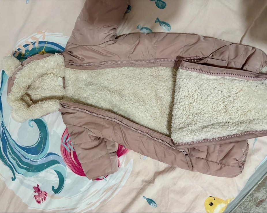 H&M Kürklü Kapüşonlu Bebek Kız Tulumu - Görsel 2