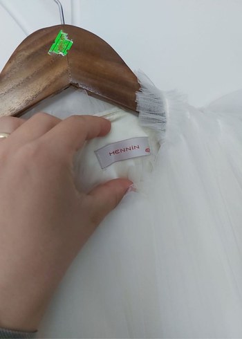 Bej Uzun Kollu Drapeli Tesettür Abiye - Görsel 8