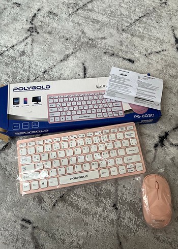 Polygold Mini Kablosuz Pembe Klavye ve Mouse - Görsel 4