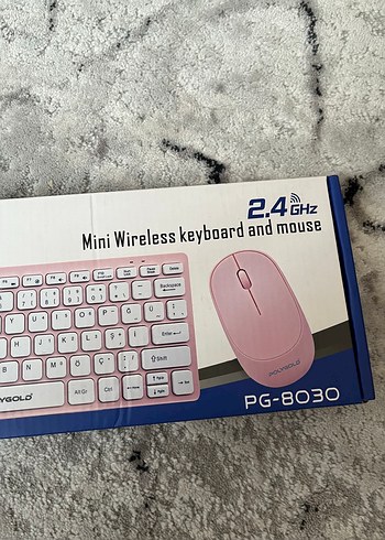 Polygold Mini Kablosuz Pembe Klavye ve Mouse - Görsel 3