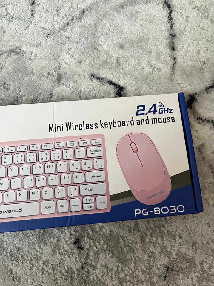 Polygold Mini Kablosuz Pembe Klavye ve Mouse - Görsel 3