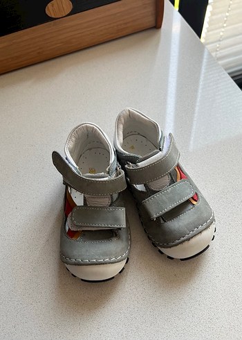 Vicco Gri Erkek Bebek İlk Adım Ayakkabısı Velcro'lu