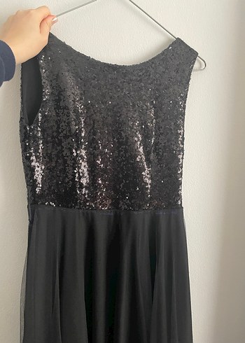 Siyah V Yaka Uzun Drapeli Kadın Elbise - Görsel 2