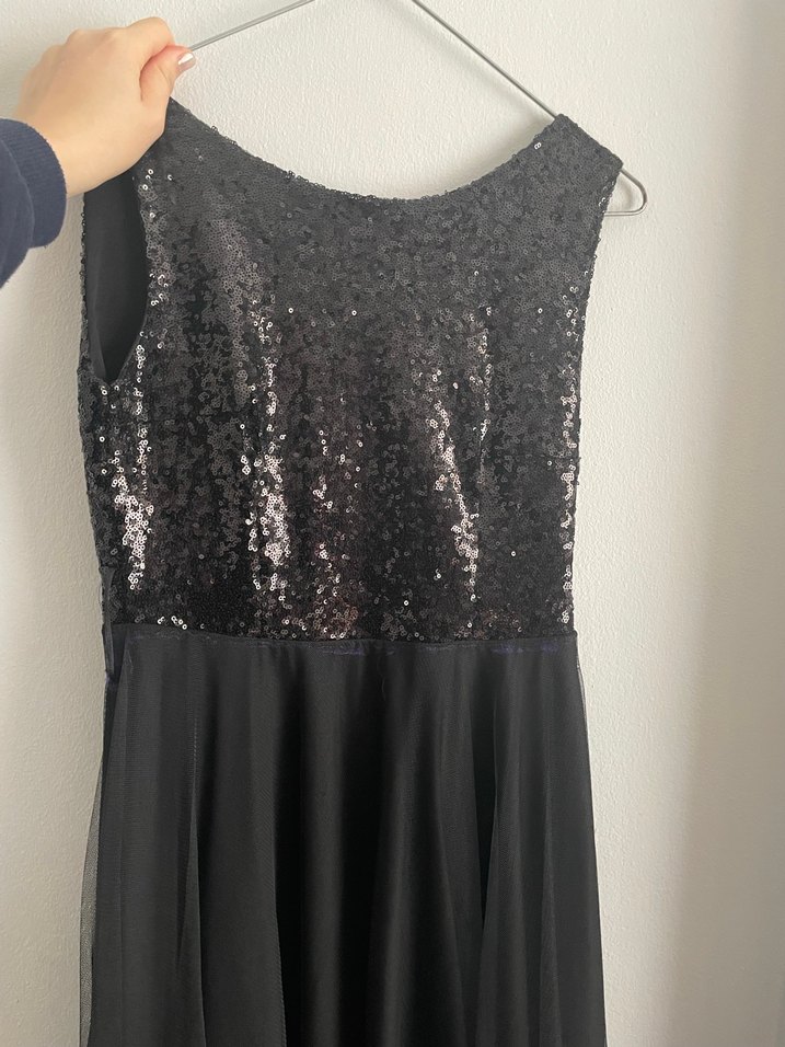 Siyah V Yaka Uzun Drapeli Kadın Elbise - Görsel 2