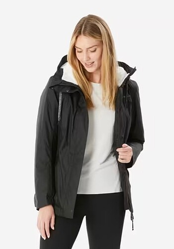l Beden siyah Renk Decathlon Soğuğa Dayanıklı Mont