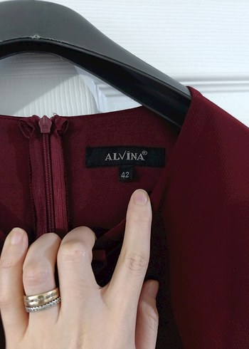 Bordo Uzun Kollu Drapeli Kadın Elbise - Görsel 3