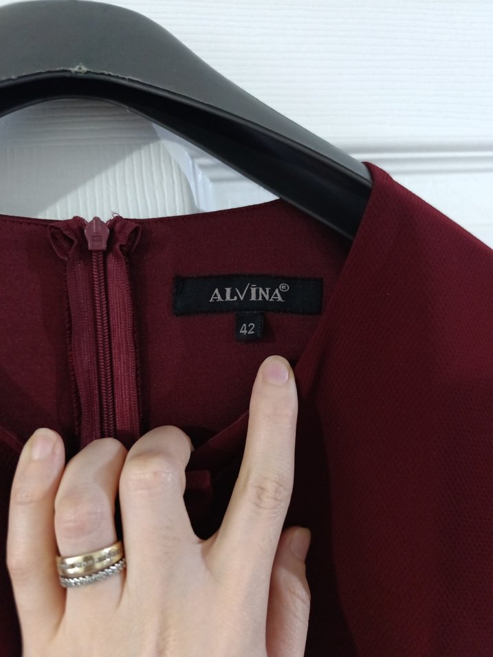 Bordo Uzun Kollu Drapeli Kadın Elbise - Görsel 3