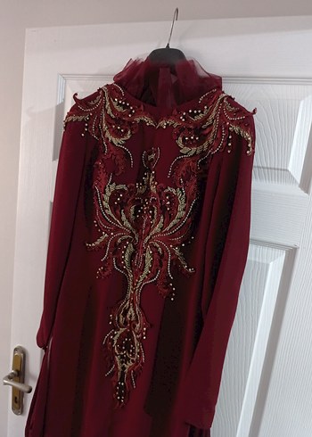 Bordo Nakışlı Uzun Kollu Kadın Hint Elbisesi - Görsel 4