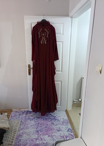 Bordo Nakışlı Uzun Kollu Kadın Hint Elbisesi - Görsel 5