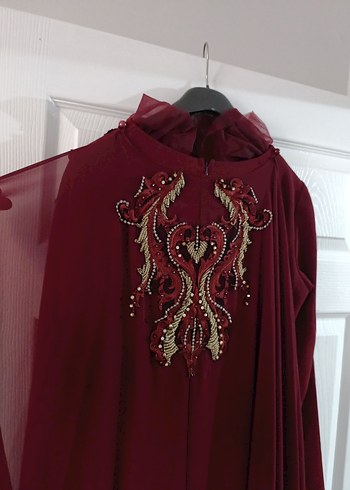 Bordo Nakışlı Uzun Kollu Kadın Hint Elbisesi - Görsel 7