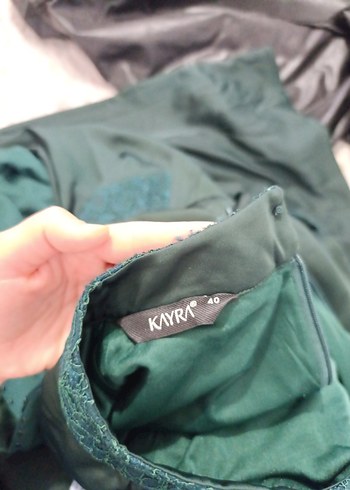 Uzun, Yüksek Yakalı, Salaş Yeşil Kadın Elbise - Görsel 8