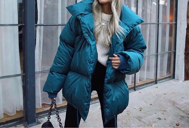 Oversize turkuaz mont
